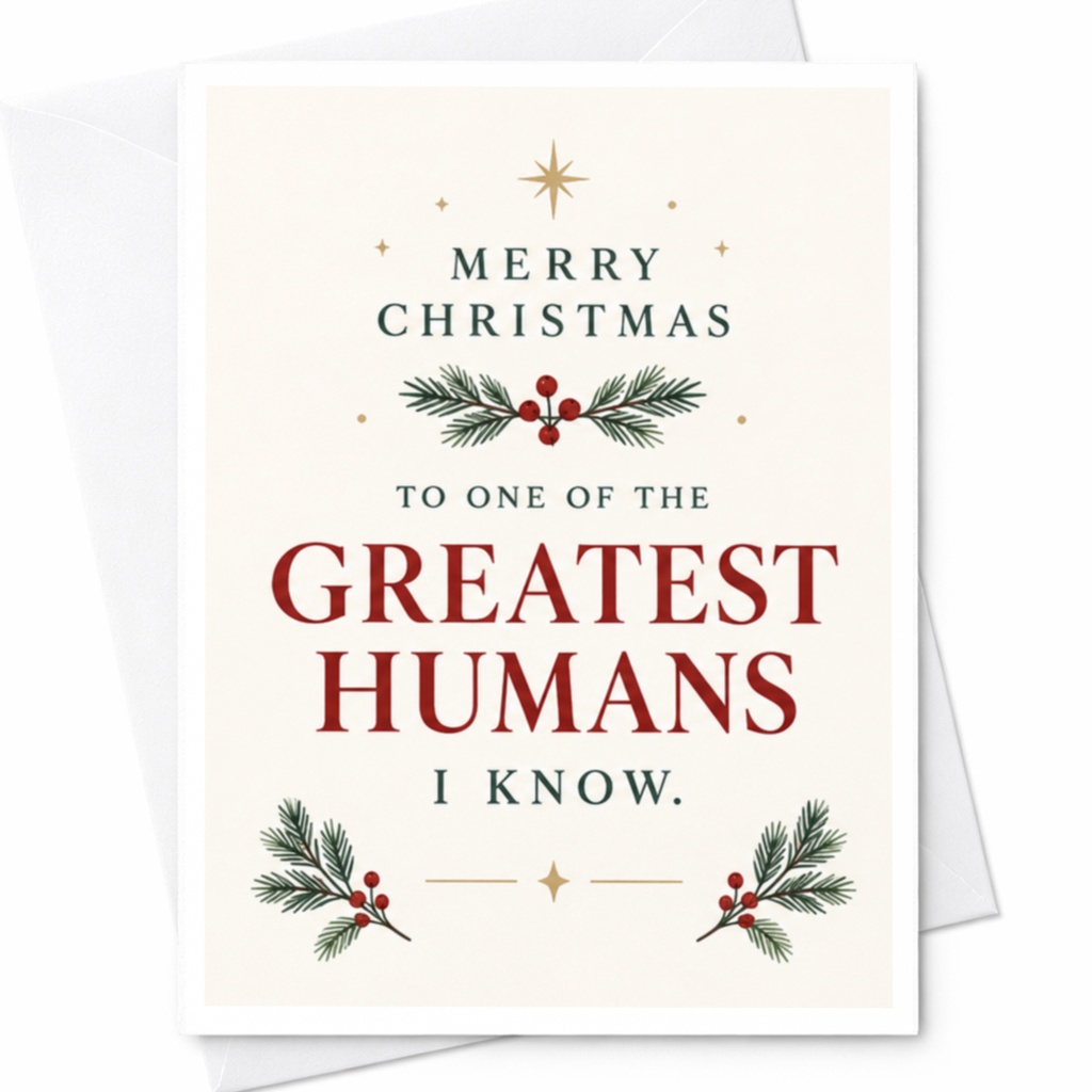 Merry Christmas To One Of The Greatest Humans I Know Christmas Card Festive Holiday Greeting For Friend Family C8455