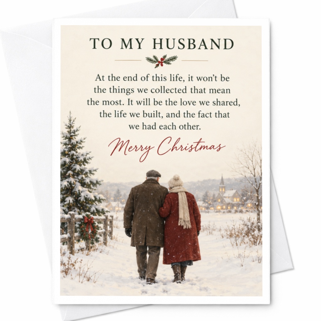 To My Husband Merry Christmas Card Romantic Holiday Greeting Card For Husband Sentimental Winter Scene Love Card C8485