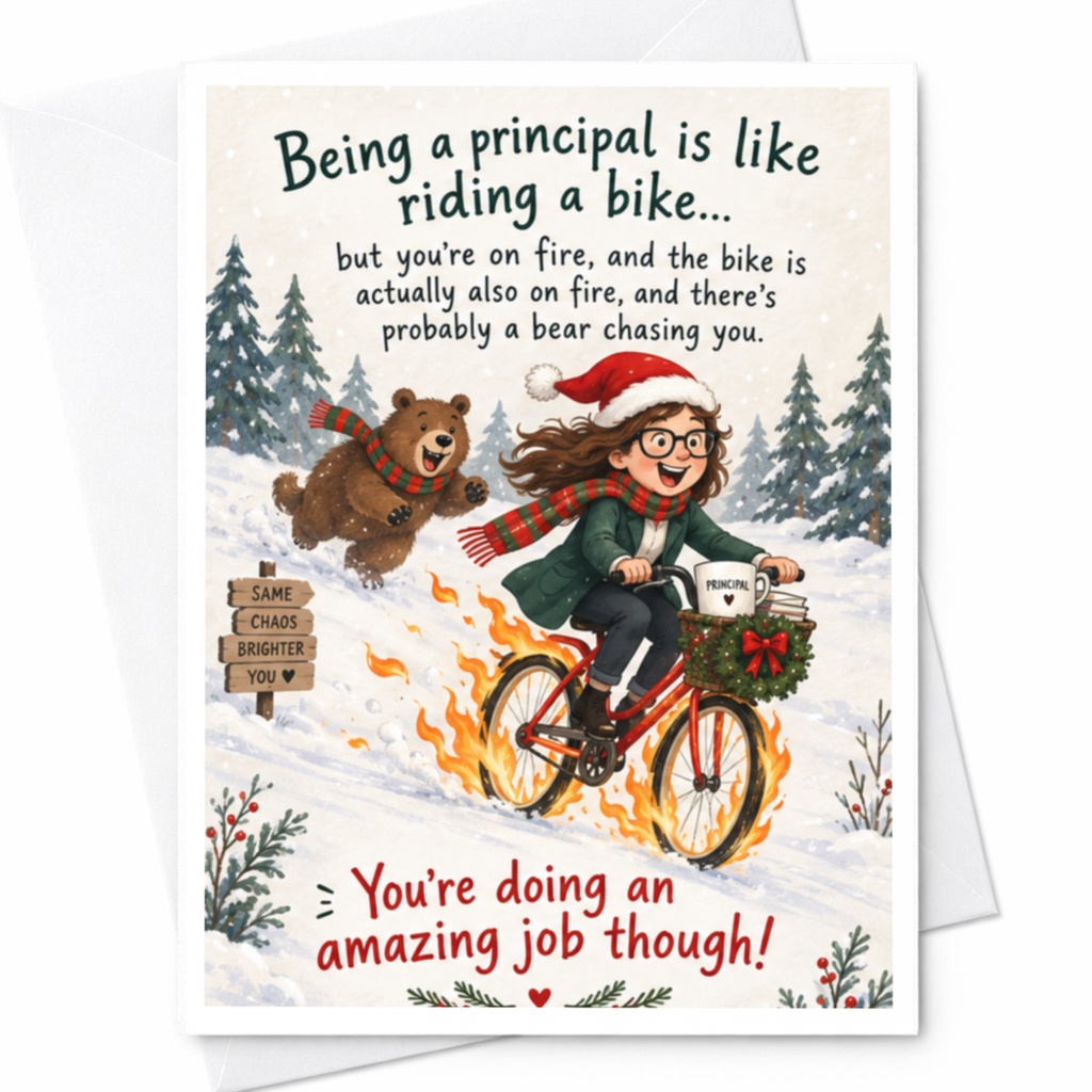 Being A Principal Is Like Riding A Bike Funny Appreciation Card For Principal You're Doing An Amazing Job Teacher Gift C8505