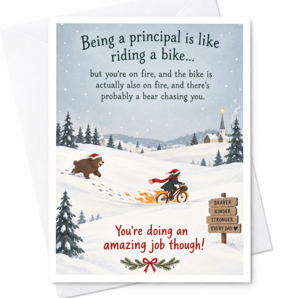 Being A Principal Is Like Riding A Bike Funny Appreciation Card For Principal You're Doing An Amazing Job Teacher Gift C8506