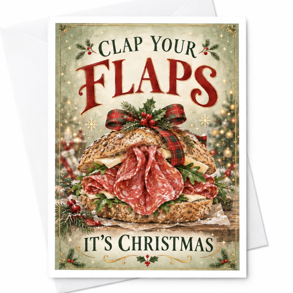 Clap Your Flaps It's Christmas Funny Christmas Card Festive Holiday Greeting Card For Friends Xmas Card C8518