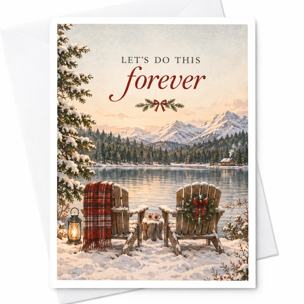 Let's Do This Forever Romantic Wedding Card Winter Lake Scene Anniversary Card For Couple Scenic Love Card C8537