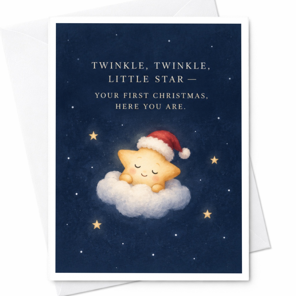 Twinkle, Twinkle, Little Star — Your First Christmas, Here You Are. Cute First Christmas Card Baby's 1st Christmas Star C8574