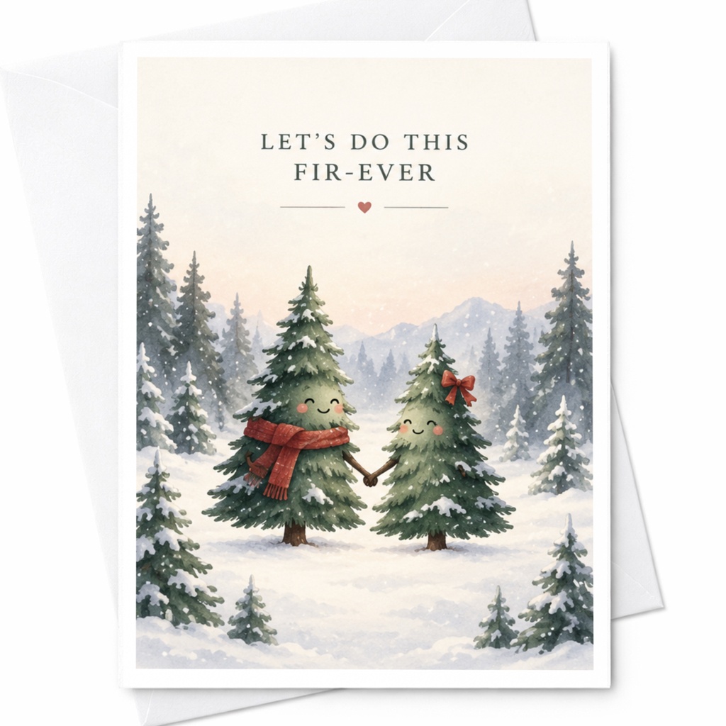 Let's Do This Fir-Ever Cute Wedding Card Anniversary Card For Couple Romantic Trees Love Card Cute Forest Scene C8576