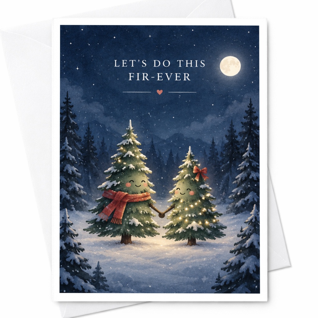 Let's Do This Fir-Ever Cute Wedding Card Anniversary Card For Couple Romantic Trees Love Card Cute Winter Scene C8577