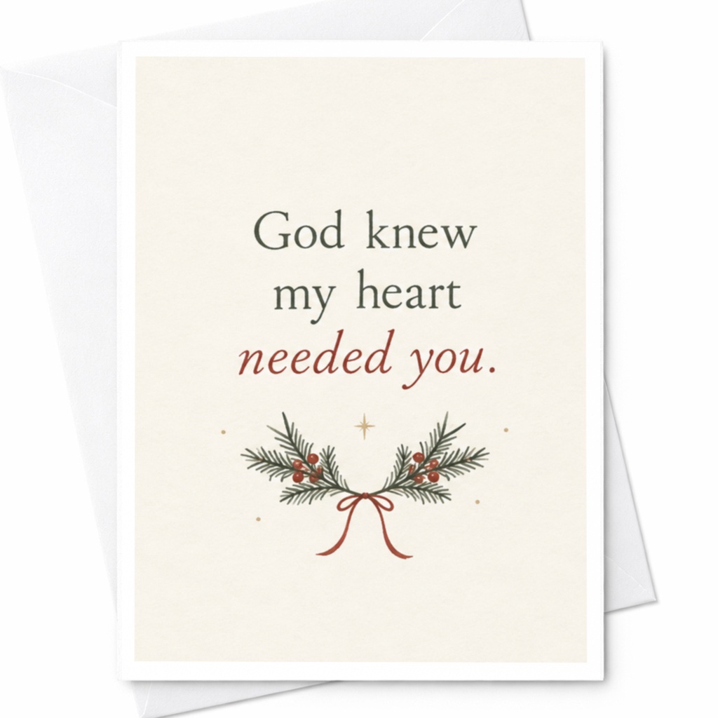 God Knew My Heart Needed You Christmas Card Romantic Holiday Greeting Card For Loved One Sentimental Pine Branch C8531