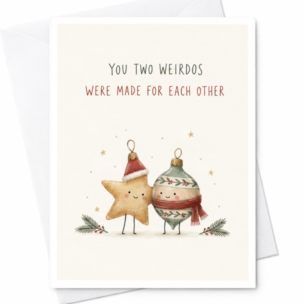 You Two Weirdos Were Made For Each Other Cute Wedding Card Star Ornament Characters Anniversary Card For Couple Funny C8596
