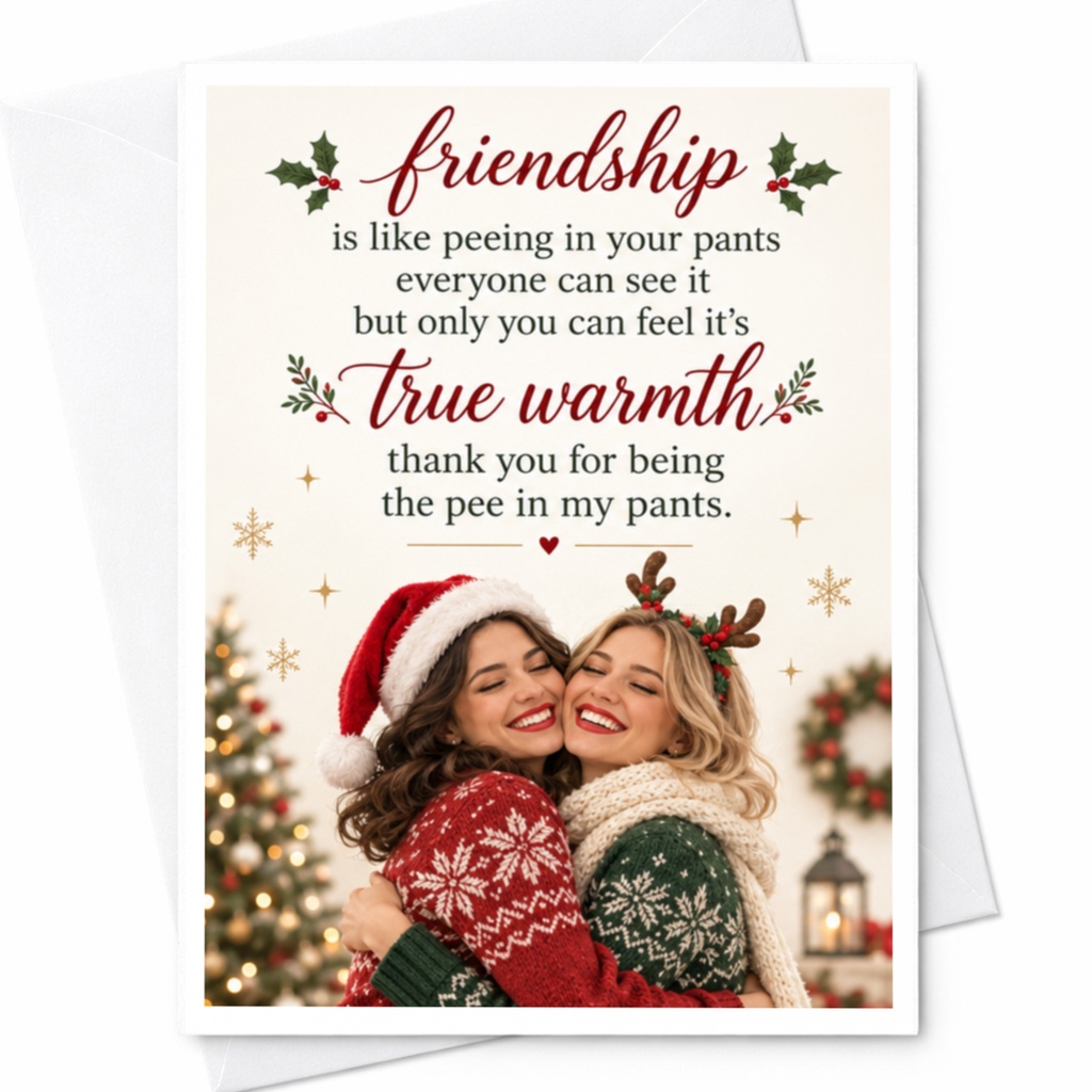 Friendship Is Like Peeing In Your Pants Funny Friendship Card Holiday Greeting Card For Best Friend Christmas C8549