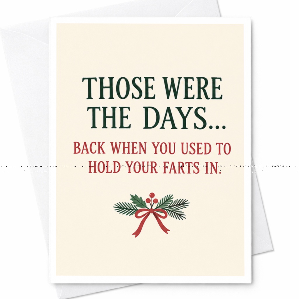 Those Were The Days... Back When You Used To Hold Your Farts In. Funny Greeting Card Christmas Card For Friend C8559