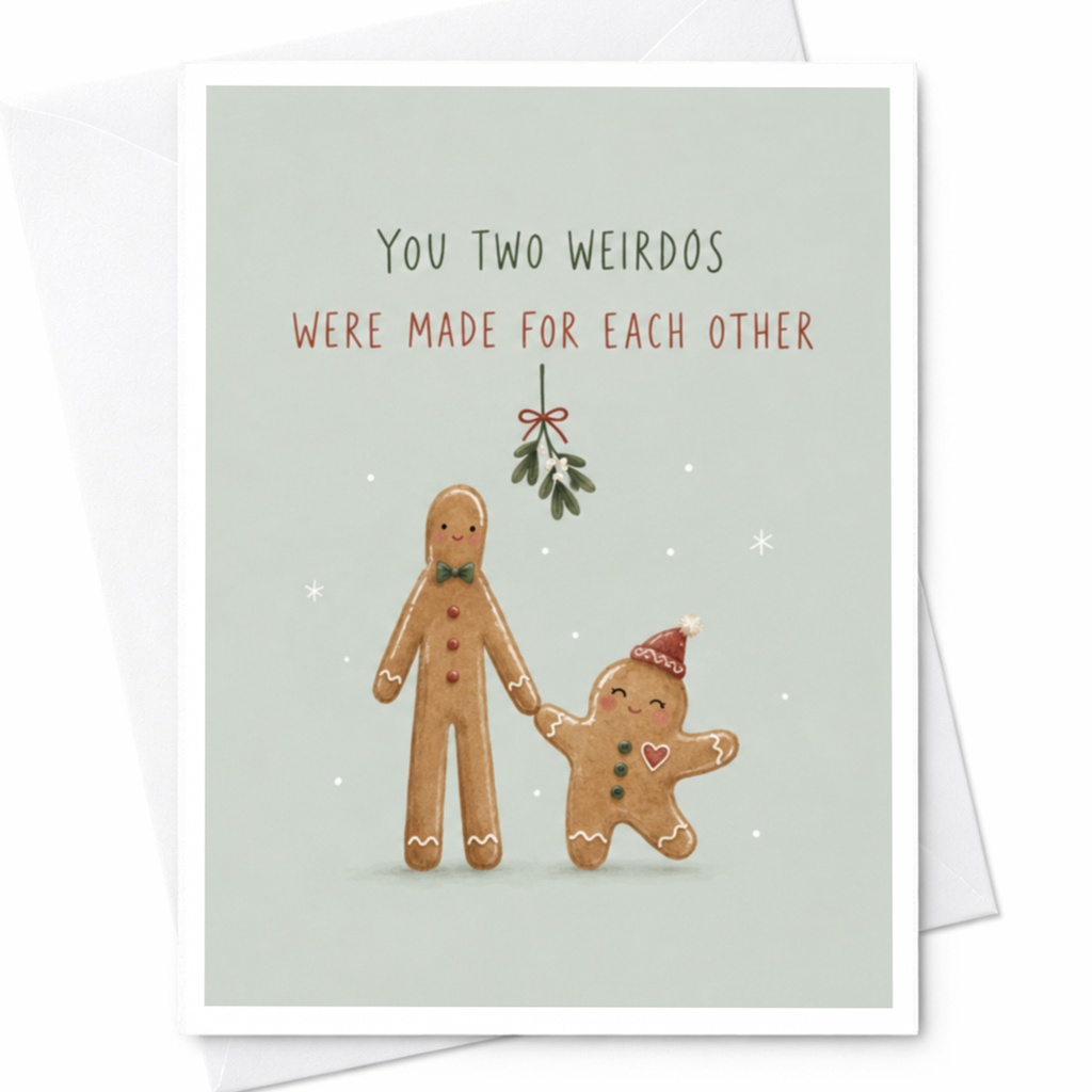 You Two Weirdos Were Made For Each Other Cute Wedding Card Gingerbread Couple Anniversary Card Funny Love Card For Couple C8597