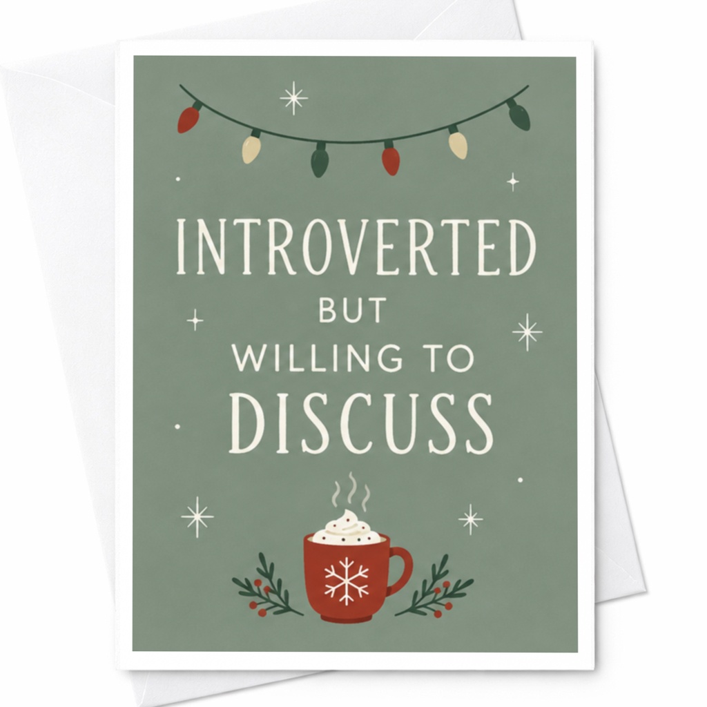 Introverted But Willing To Discuss Funny Greeting Card Everyday Card For Introverts Coffee Lovers Holiday Decor Cute C8601