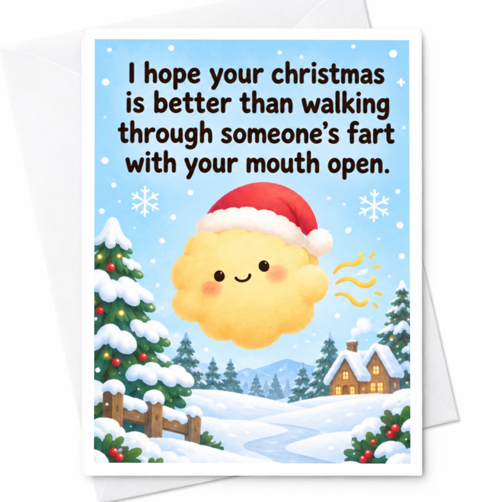 I Hope Your Christmas Is Better Funny Christmas Card Cute Cloud Santa Hat Holiday Card For Friend Family C8676