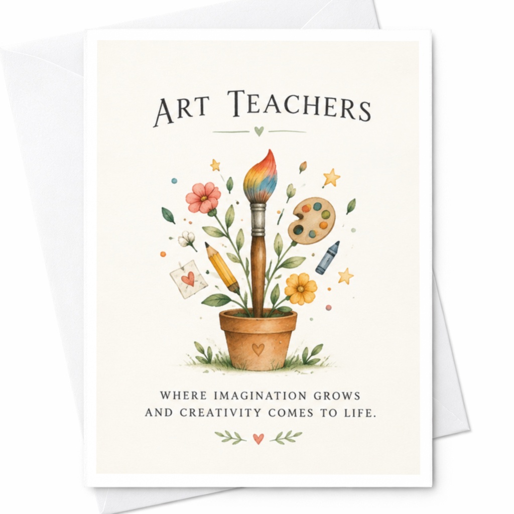 Art Teachers Where Imagination Grows And Creativity Comes To Life Teacher Appreciation Card For Art Teacher Creative Thank You C8620