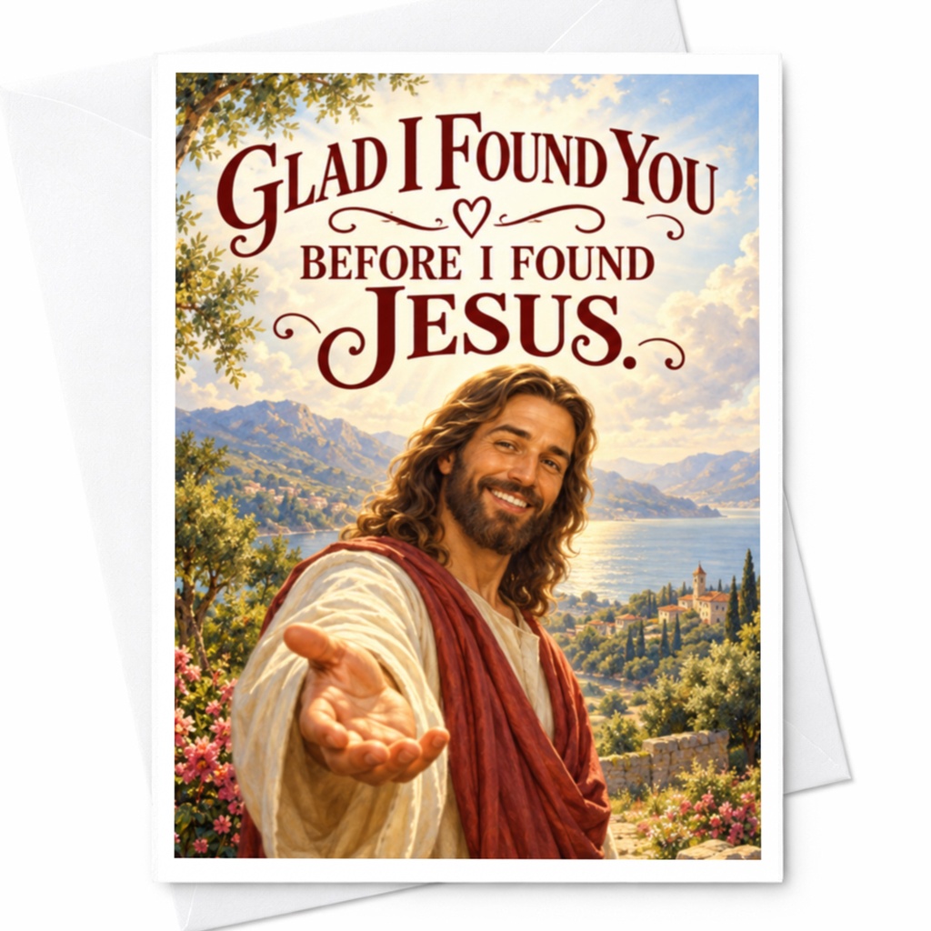 Glad I Found You Before I Found Jesus Funny Love Card Greeting Card For Partner Religious Anniversary Card C8688