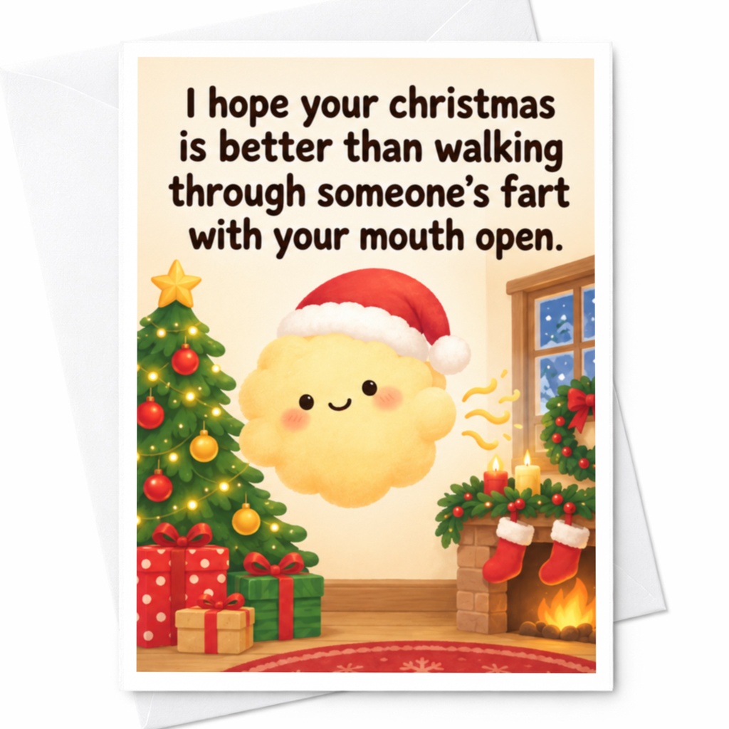 I Hope Your Christmas Is Better Than Walking Through Someone's Fart Funny Christmas Card Cute Holiday Greeting Card C8677