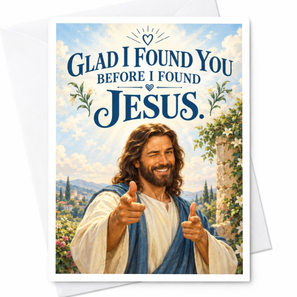 Glad I Found You Before I Found Jesus Funny Greeting Card Love Card For Partner Cute Romantic Anniversary Card C8689