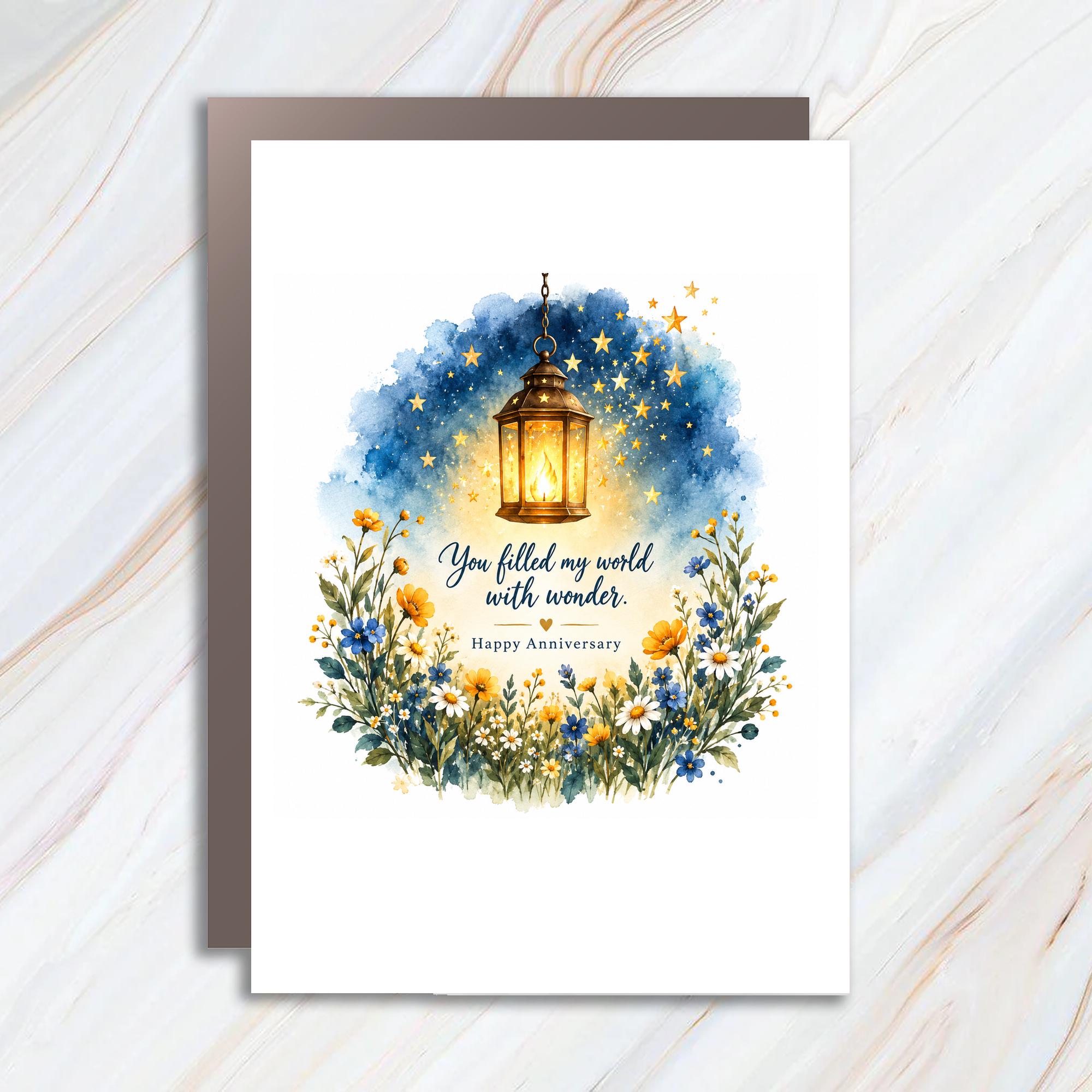 You Filled My World With Wonder Happy Anniversary Card Romantic Floral Lantern For Couple Love Card C1210
