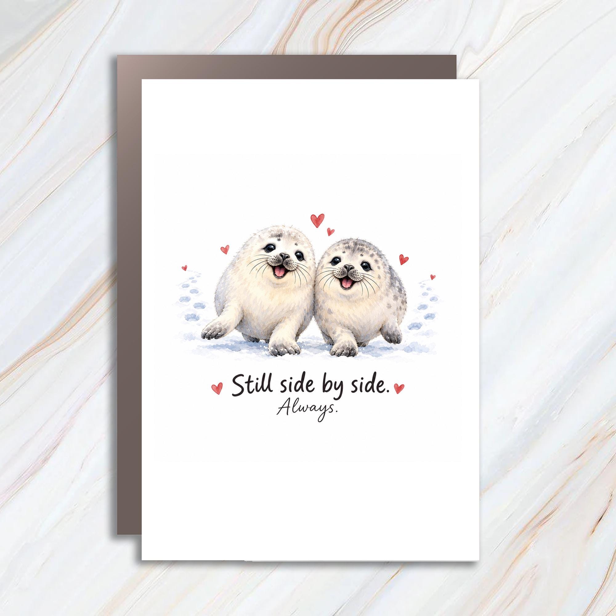 Still Side By Side Always Anniversary Card Cute Seal Couple Love Card Romantic Greeting Card For Partner Husband Wife C1218