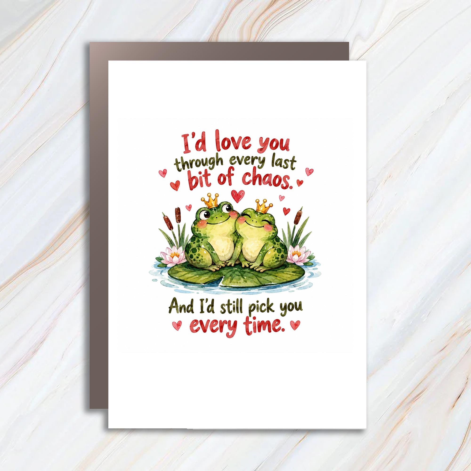 I'd Love You Through Every Last Bit Of Chaos Love Card Cute Frogs Anniversary Card Romantic Greeting Card For Couple C1193