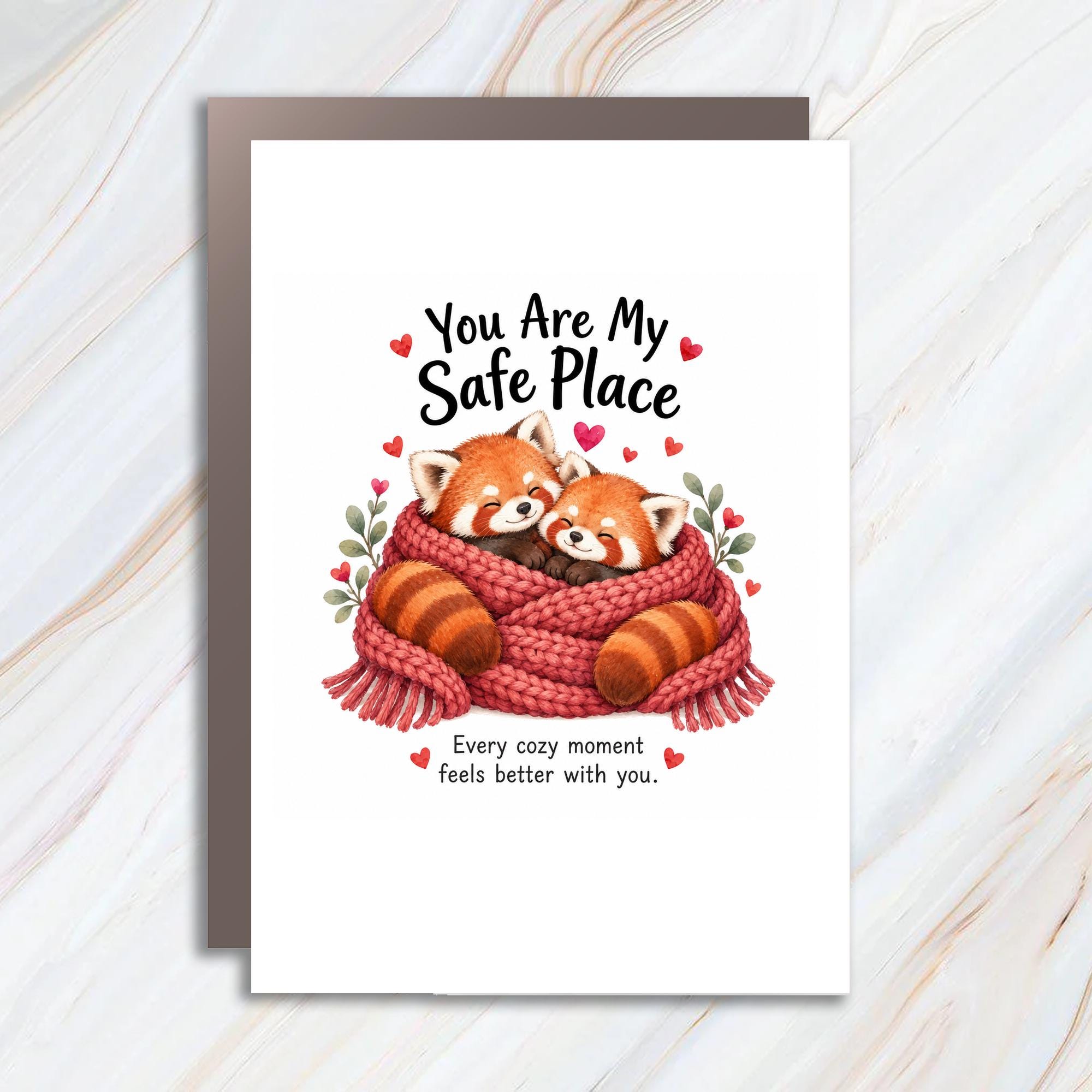 You Are My Safe Place Love Card Cute Red Panda Greeting Card Romantic Anniversary Card For Her Cozy Animal Card C1195