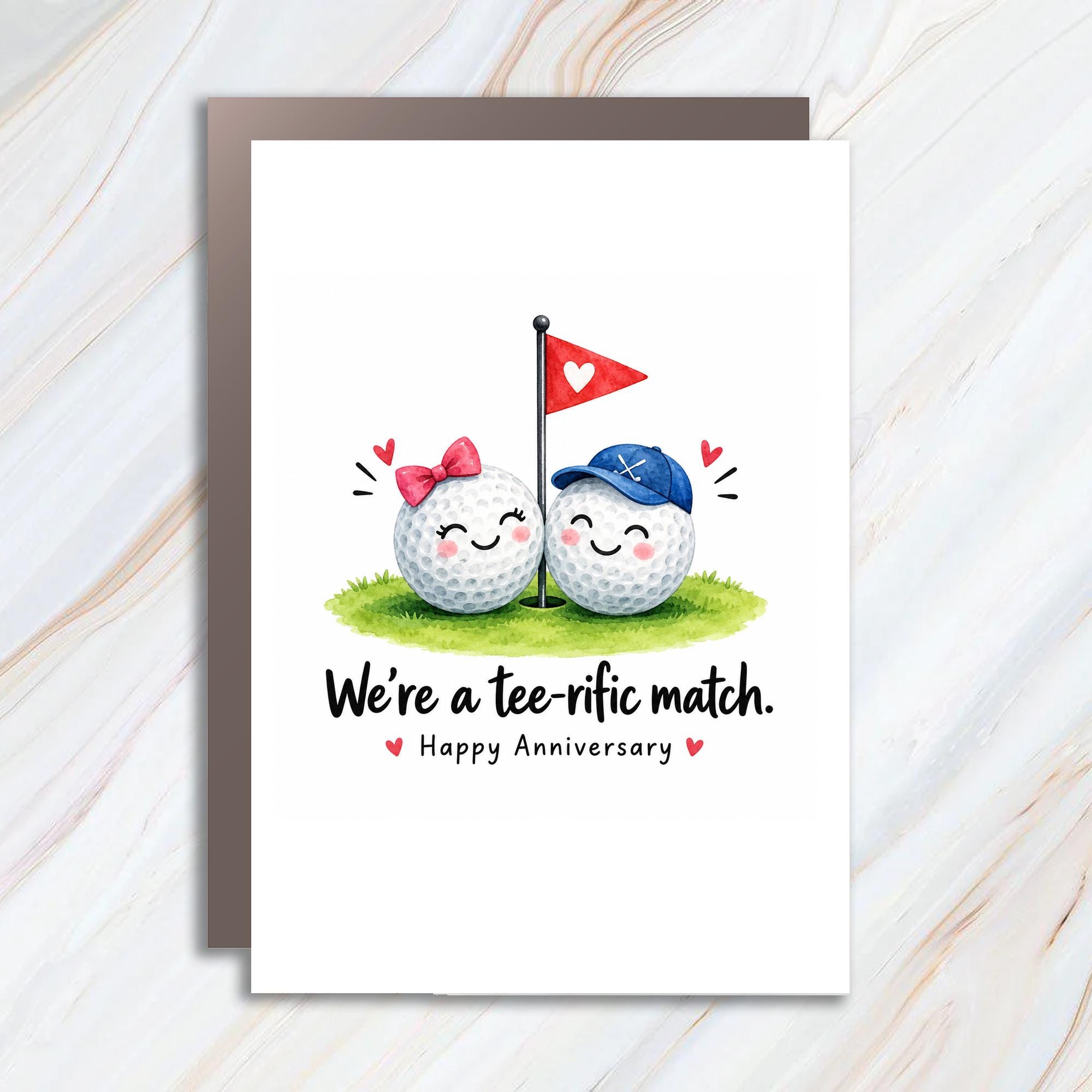 We're A Tee-Rific Match. Happy Anniversary Cute Golf Anniversary Card For Couple Funny Love Card Romantic Golfing Card C1204