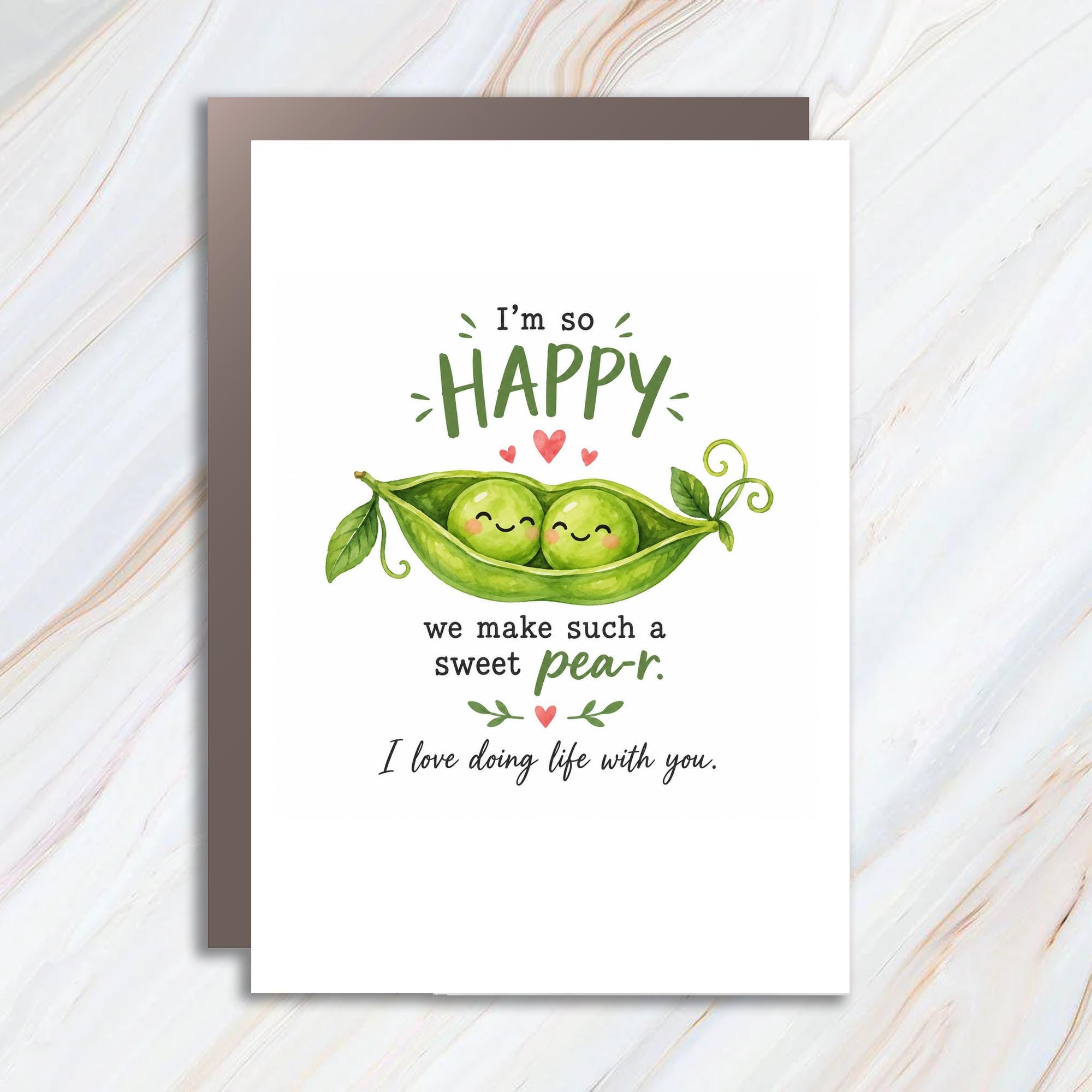 I'm So Happy We Make Such A Sweet Pea-R. Anniversary Card Cute Peas In A Pod Love Card For Couple Romantic Greeting Card C1230