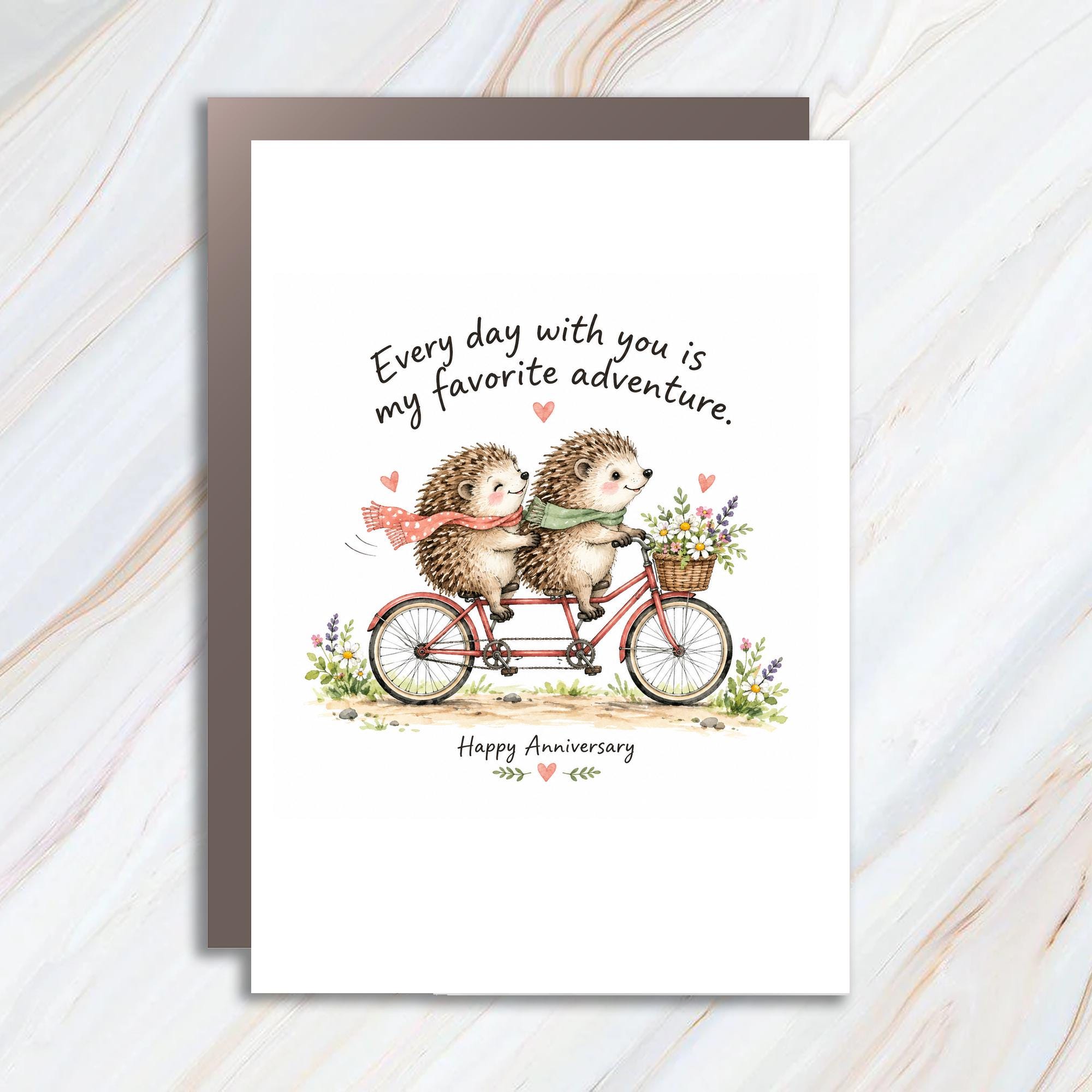 Every Day With You Is My Favorite Adventure Happy Anniversary Card Cute Hedgehogs Romantic Greeting Card For Couple C1205