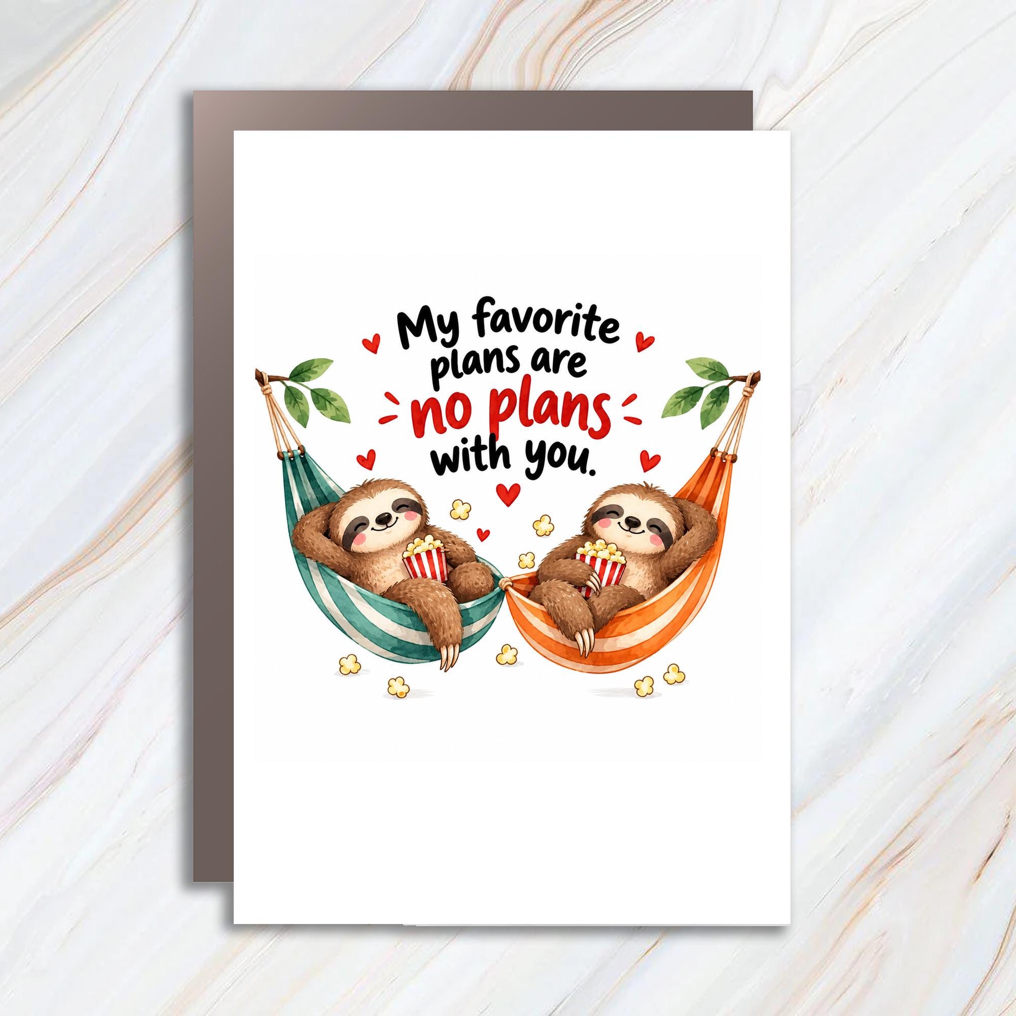 My Favorite Plans Are No Plans With You Love Card Cute Sloth Couple Romantic Greeting Card Anniversary Card For Him Her C1235