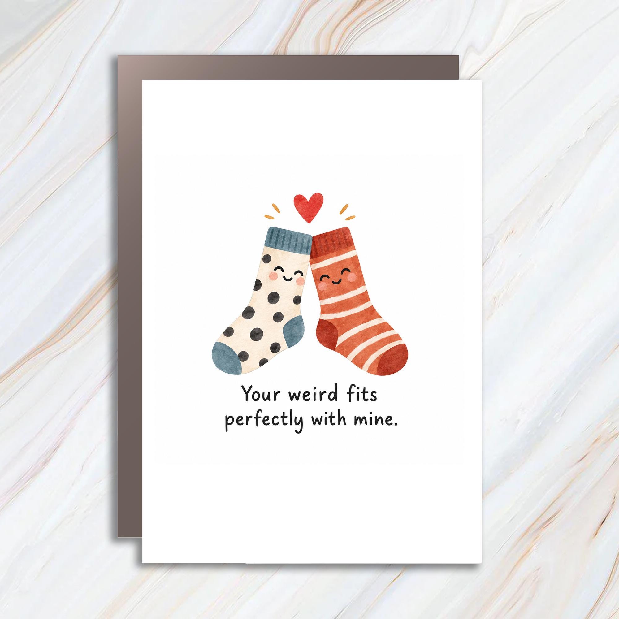 Your Weird Fits Perfectly With Mine Cute Love Card Romantic Greeting Card For Couple Anniversary Card Cute Socks C1238