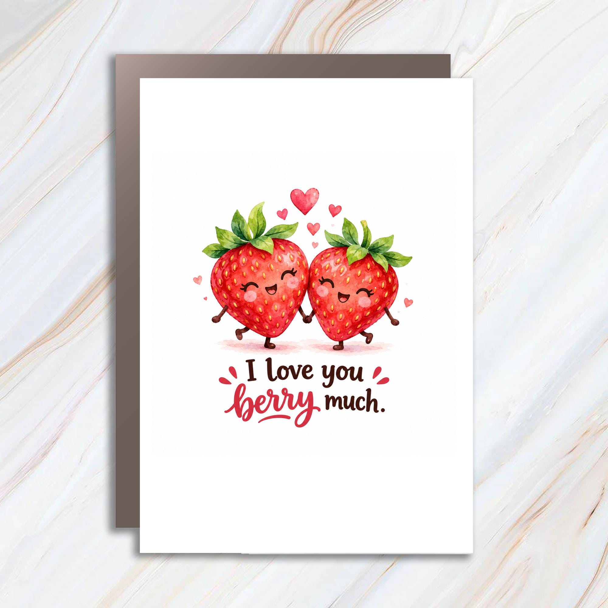 I Love You Berry Much Cute Love Card Romantic Greeting Card For Her Him Anniversary Card Sweet Strawberry C1215