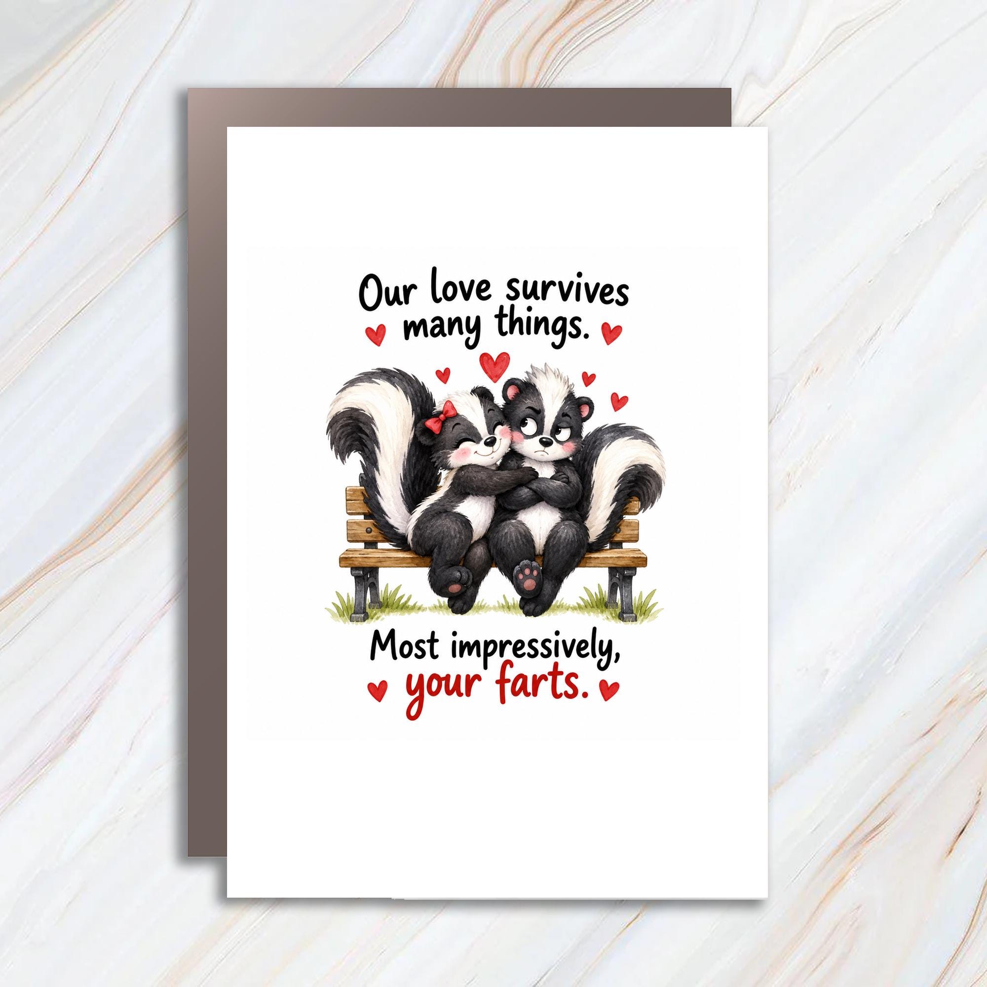Our Love Survives Many Things Funny Anniversary Card Cute Skunk Couple Romantic Greeting Card For Husband Wife Partner C1243
