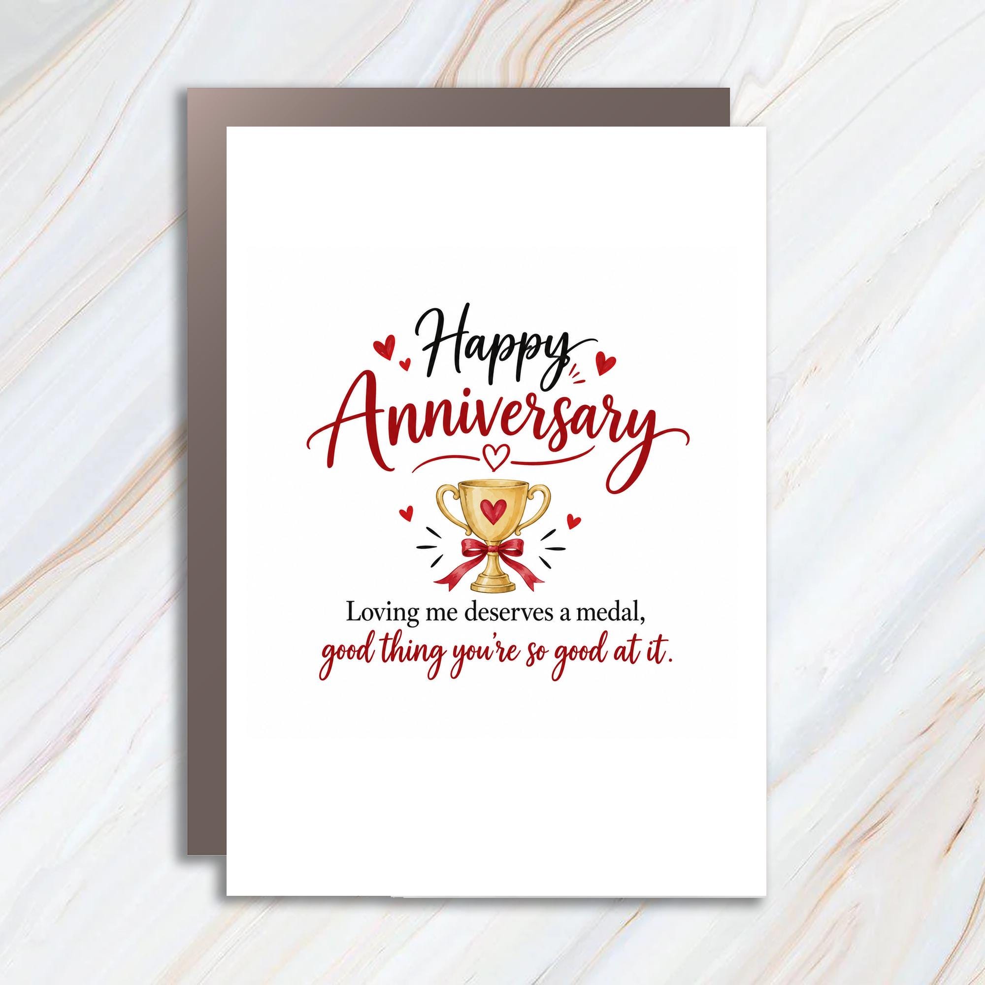 Happy Anniversary Loving Me Deserves A Medal Anniversary Card For Husband Wife Funny Romantic Couple Cute Love Card C1221