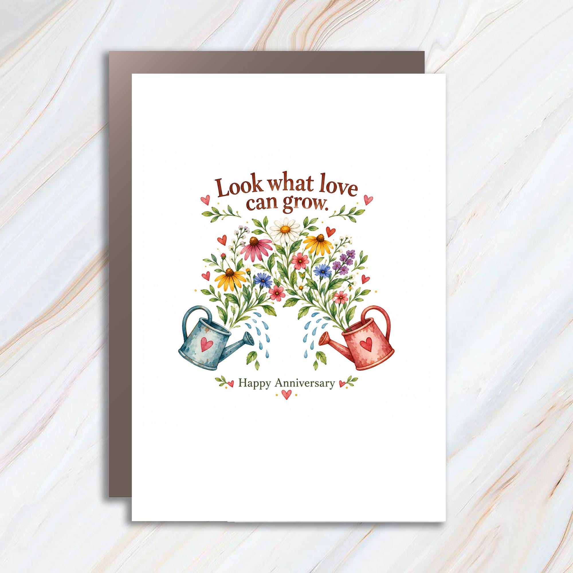 Look What Love Can Grow. Happy Anniversary Card Watercolor Floral Greeting Card For Couple Romantic Love Card C1224