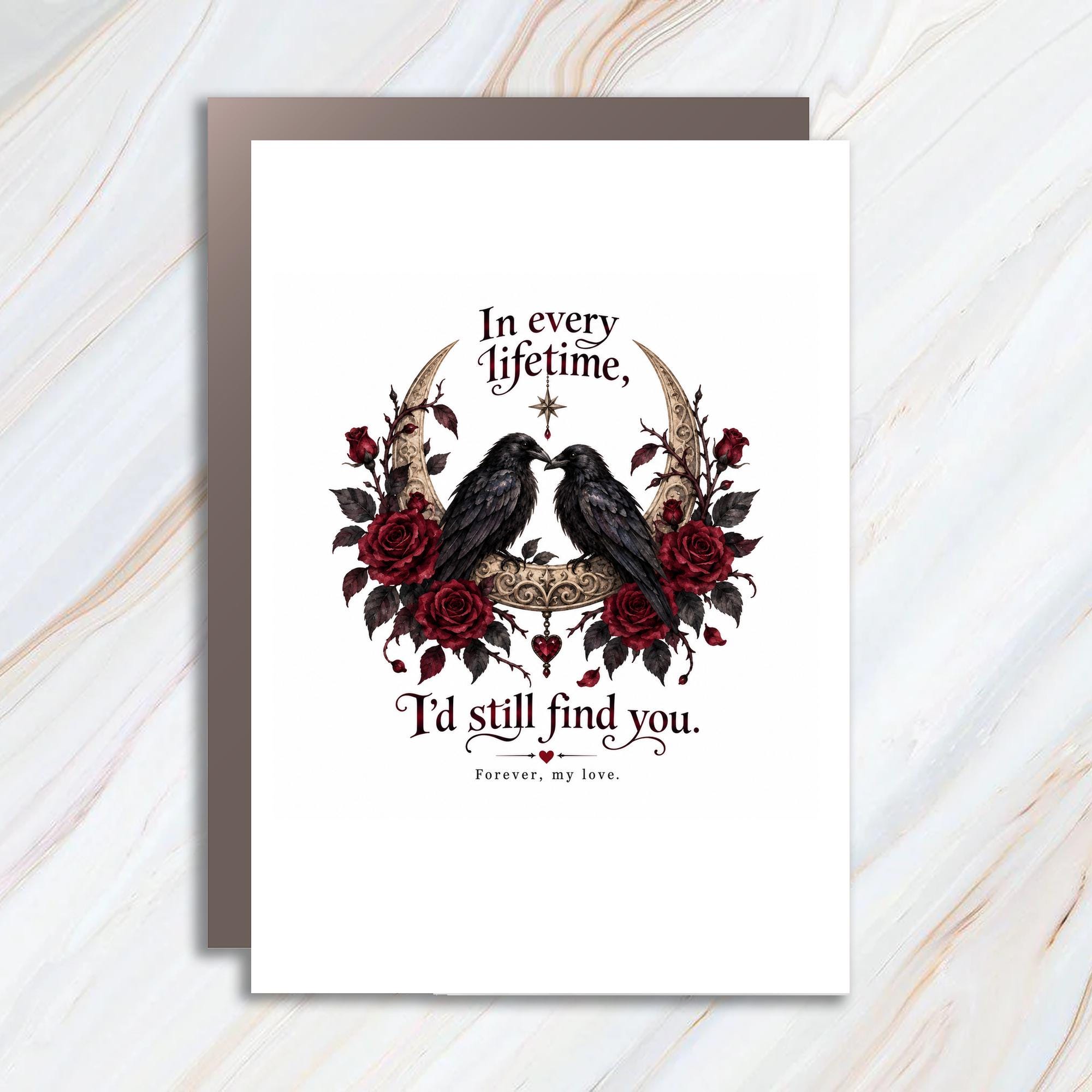In Every Lifetime, I'd Still Find You Romantic Greeting Card Love Card For Partner Anniversary Card Gothic Art C1225
