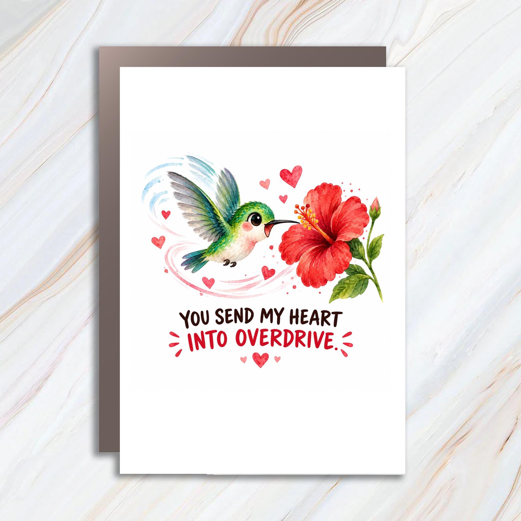 You Send My Heart Into Overdrive Love Card Cute Hummingbird Romantic Greeting Card For Her Anniversary Card Sweet C1258