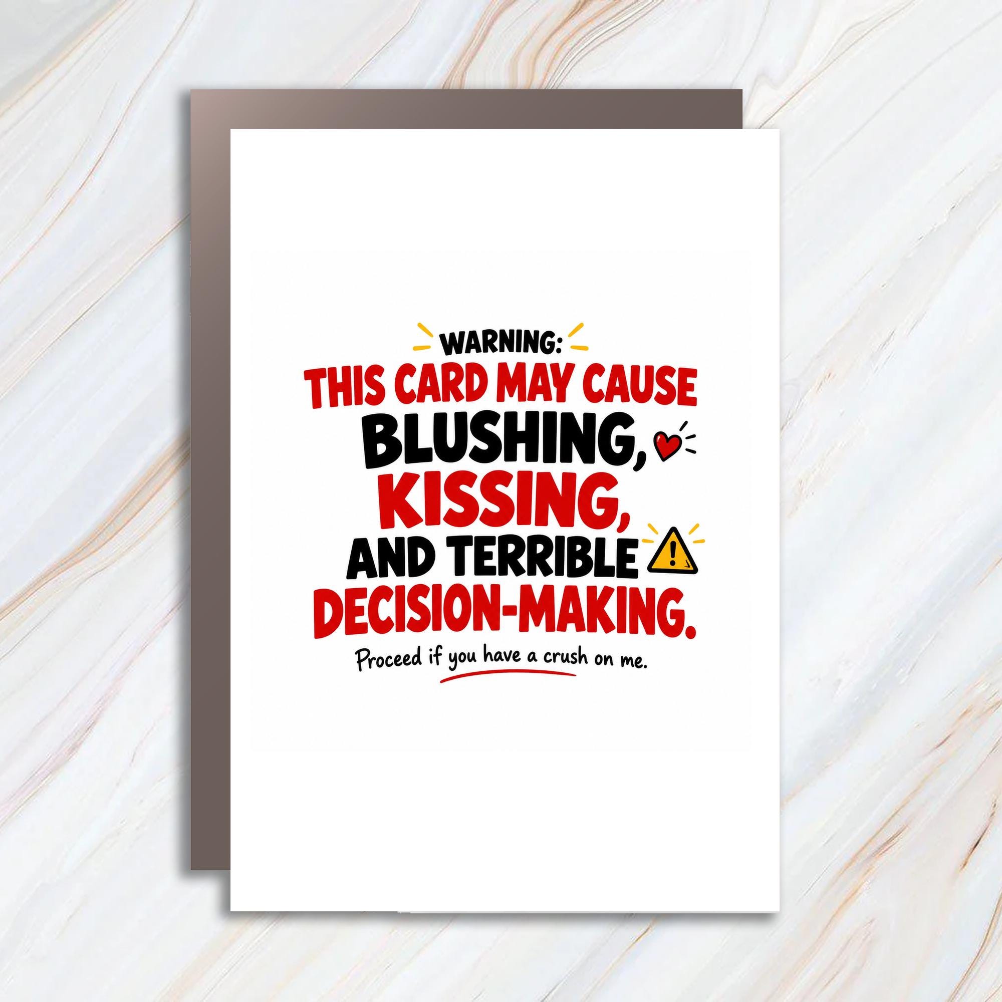 Warning: This Card May Cause Blushing, Kissing, And Terrible Decision-Making Valentines Day Card Funny Romantic For Crush Cute Lov C1263