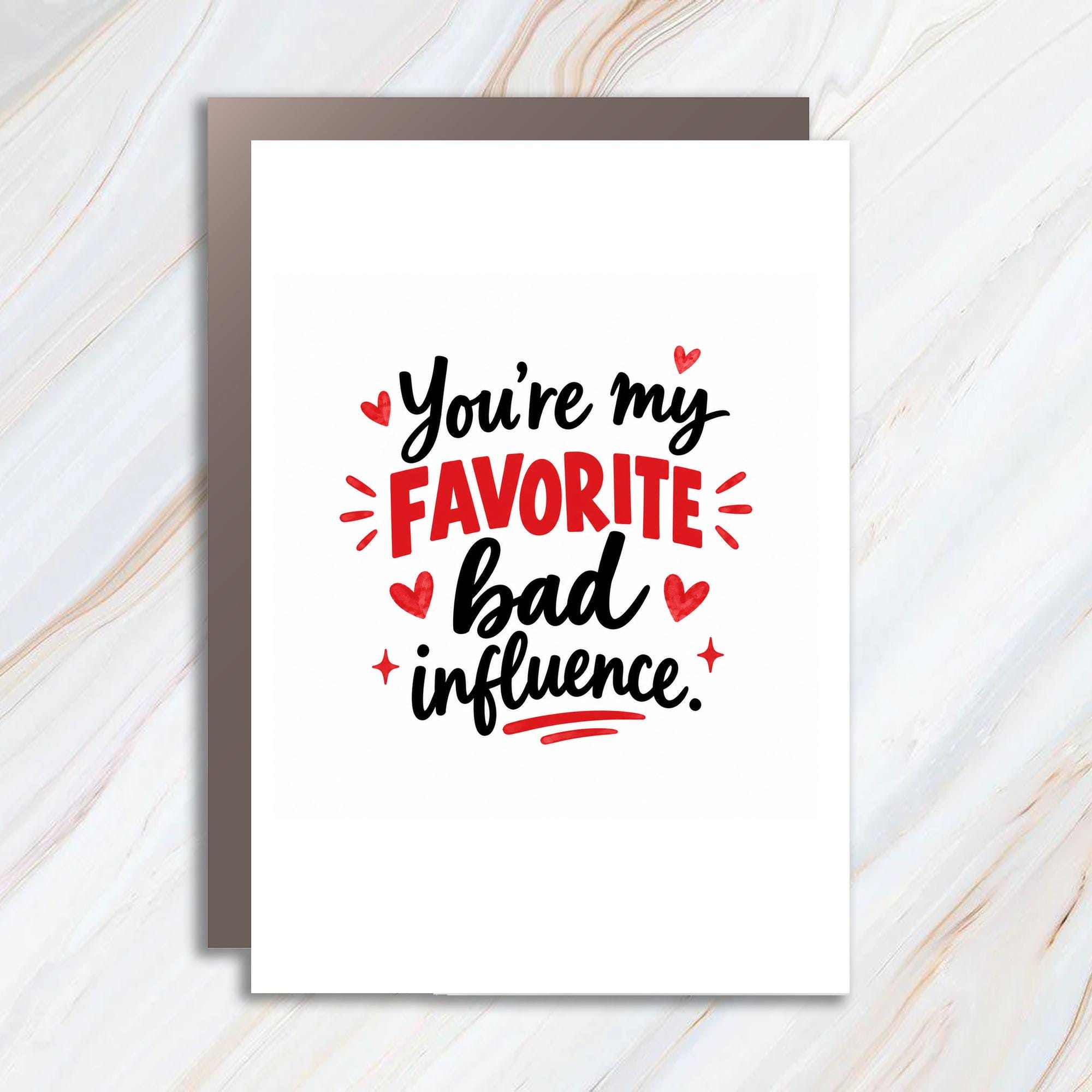 You're My Favorite Bad Influence Fun Greeting Card Playful Love Card For Friend Cute Romantic Card With Hearts C1272
