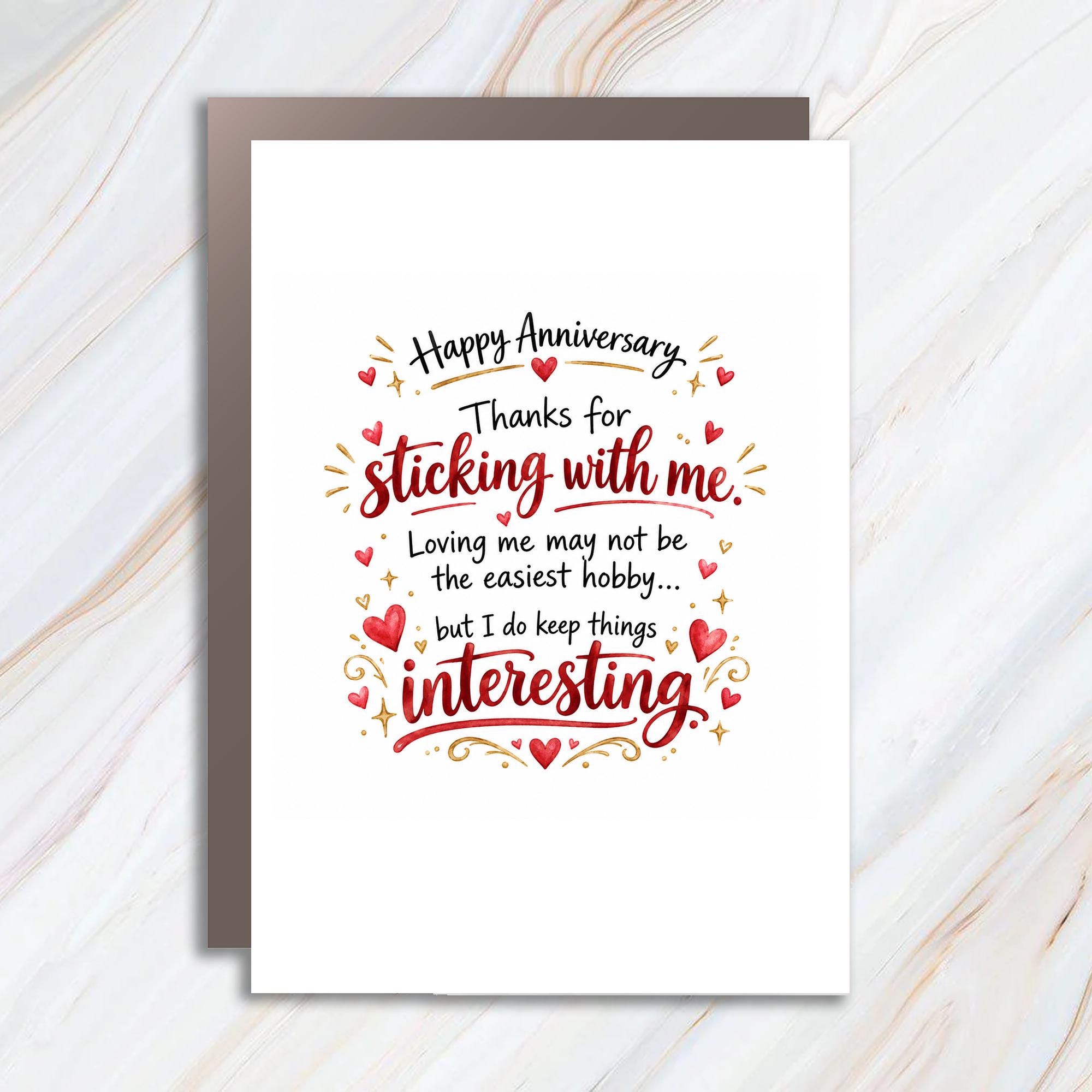 Happy Anniversary Thanks For Sticking With Me Funny Anniversary Card For Husband Wife Romantic Love Card Cute Heart C1253