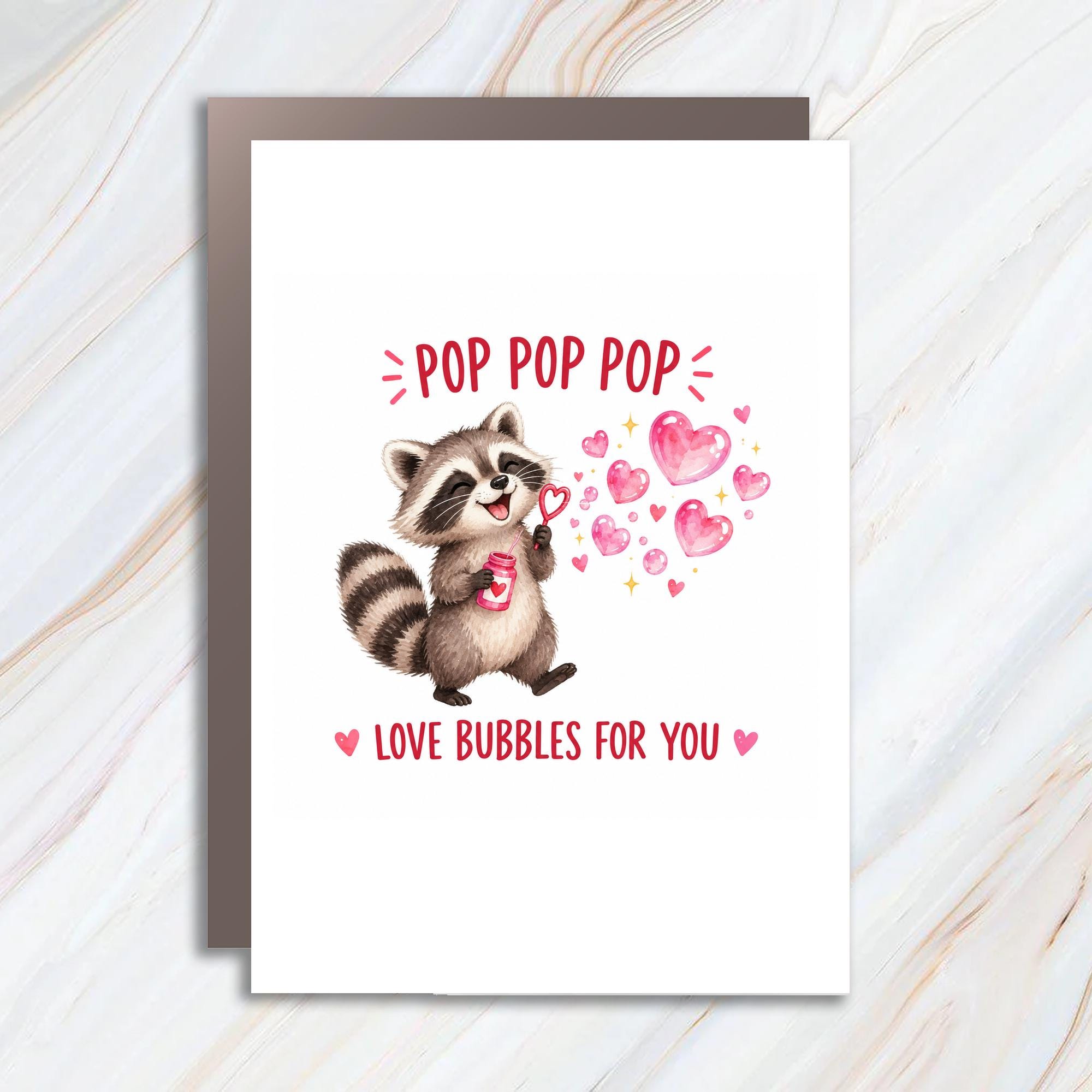 Pop Pop Pop Love Bubbles For You Valentines Day Card Cute Raccoon Heart Bubbles Romantic Greeting Card For Her Him C1274