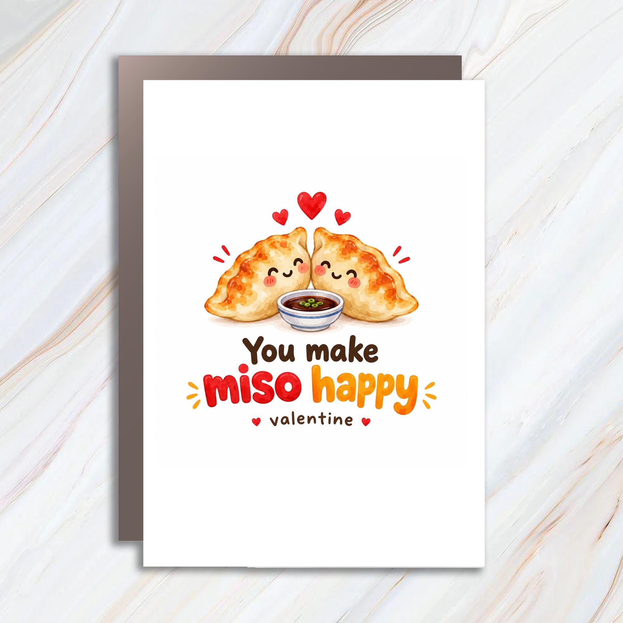 You Make Miso Happy Valentine Cute Dumpling Valentine's Day Card For Her Him Romantic Foodie Love Card C1265