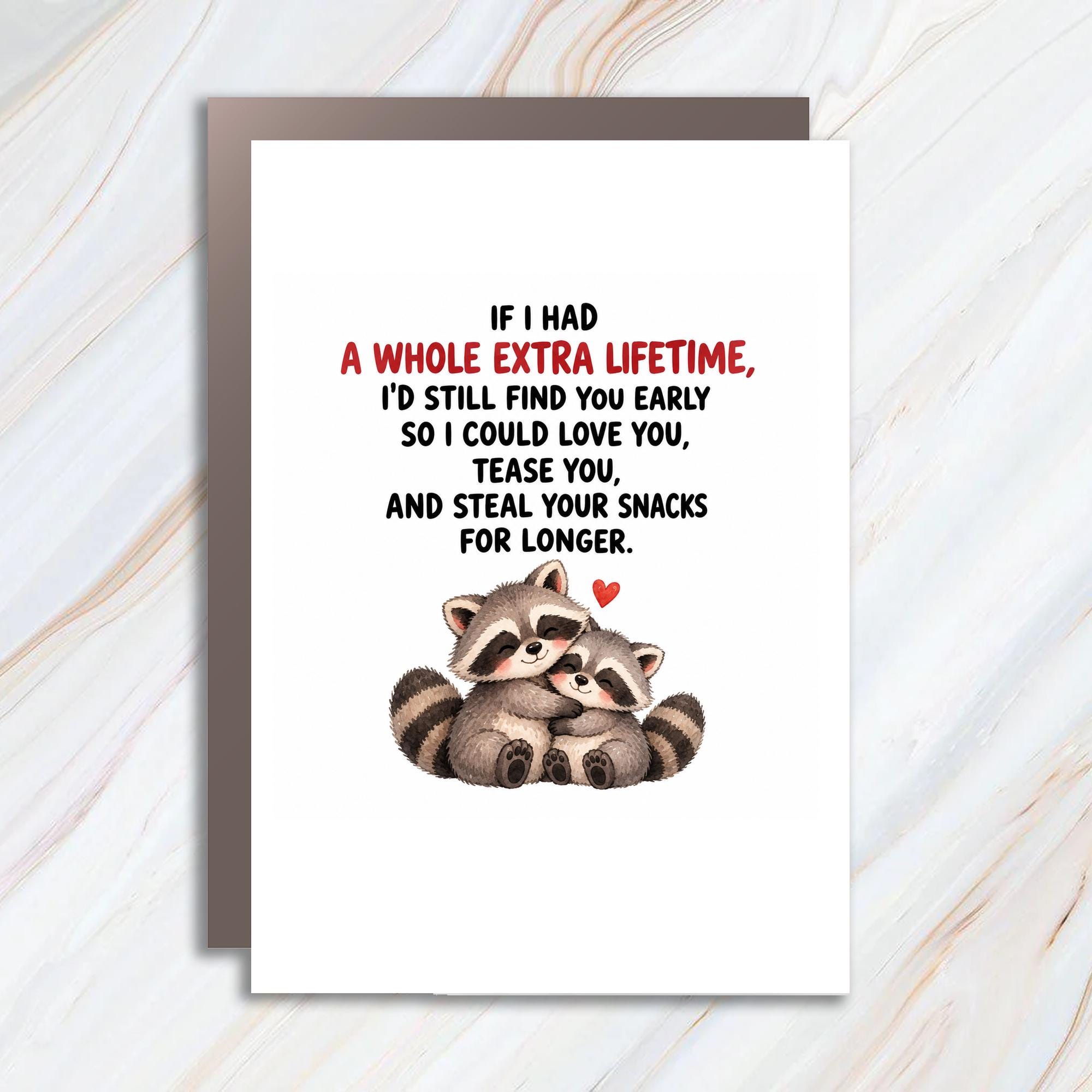 If I Had A Whole Extra Lifetime Love Card Cute Raccoons Romantic Greeting Card Anniversary Card For Couple Sweet C1276
