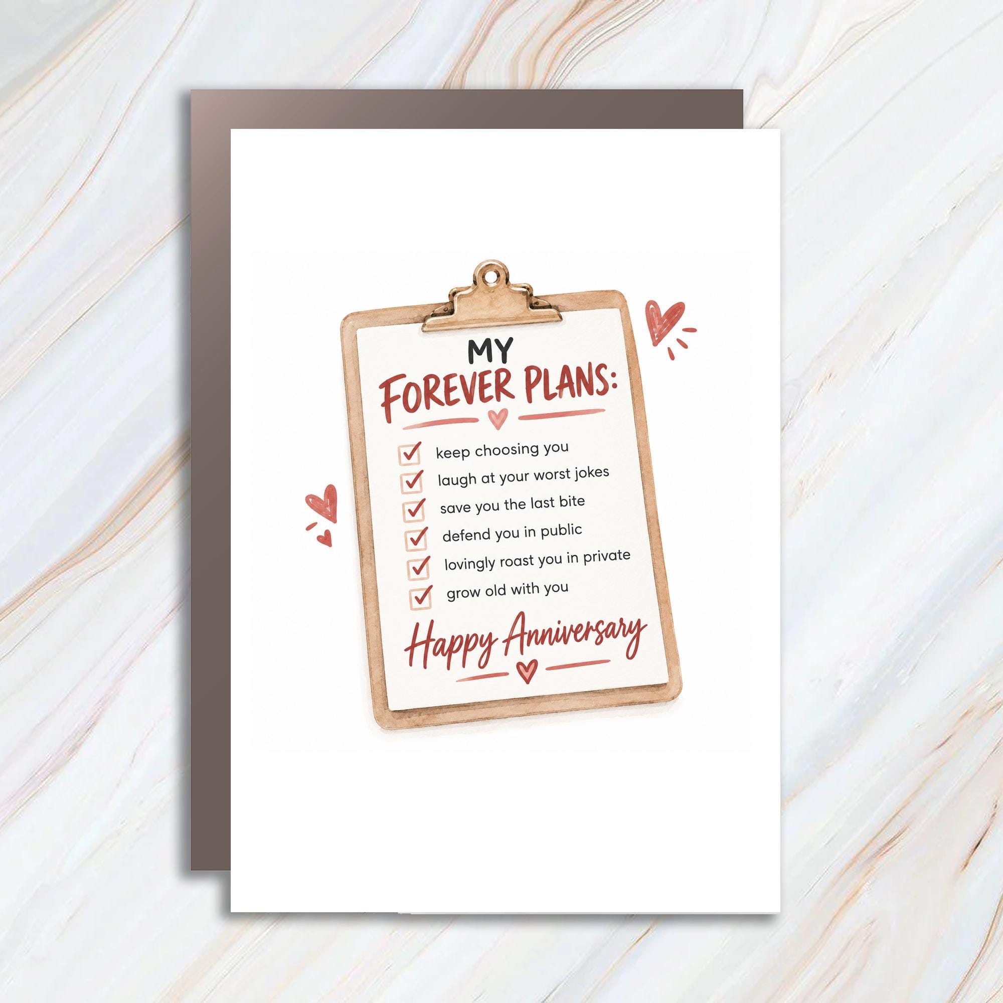 My Forever Plans Happy Anniversary Card Romantic Funny Checklist For Husband Wife Cute Love Greeting Card C1282