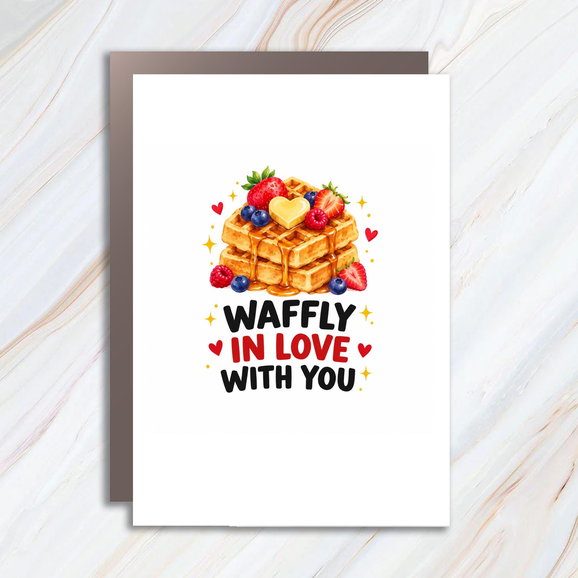 Waffly In Love With You Valentines Day Card Cute Romantic Greeting Card For Him Her Sweet Love Card Foodie Couple C1285