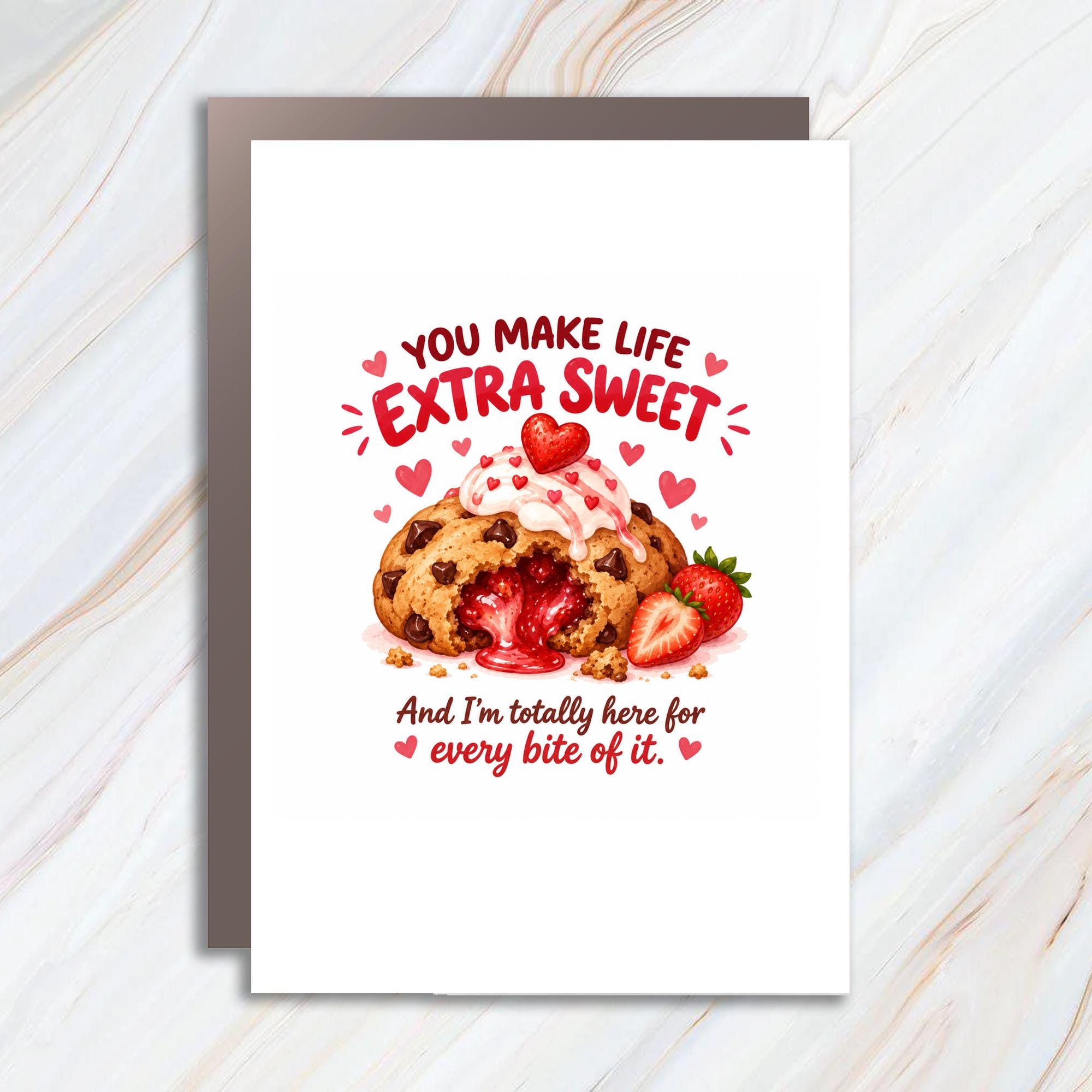 You Make Life Extra Sweet Valentines Day Card Cute Romantic Greeting Card For Her Him Sweetheart Love Cookie Strawberry C1291