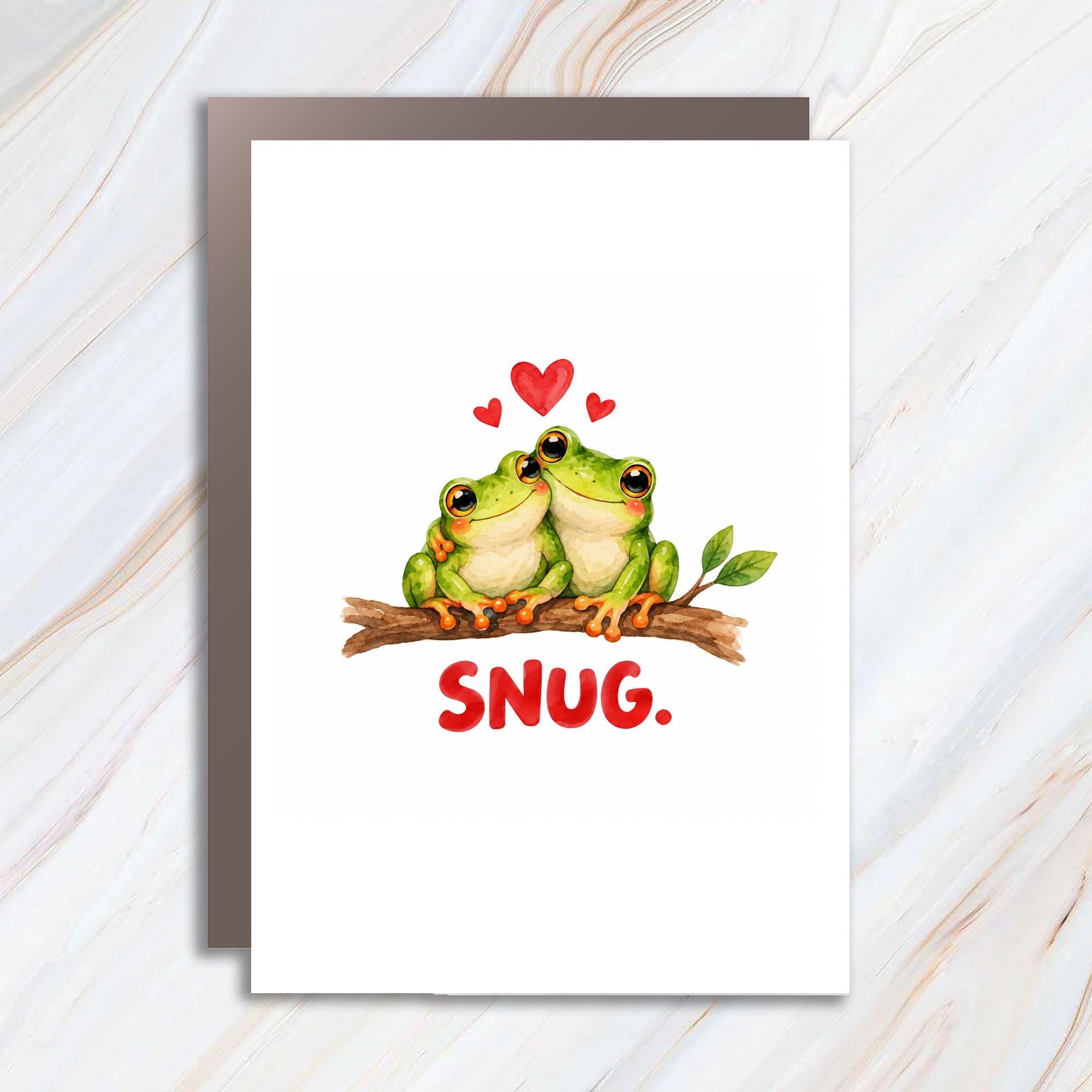 Snug. Cute Frog Love Card Romantic Greeting Card For Couple Anniversary Card Watercolor Animal Card Cute Valentines Day C1278