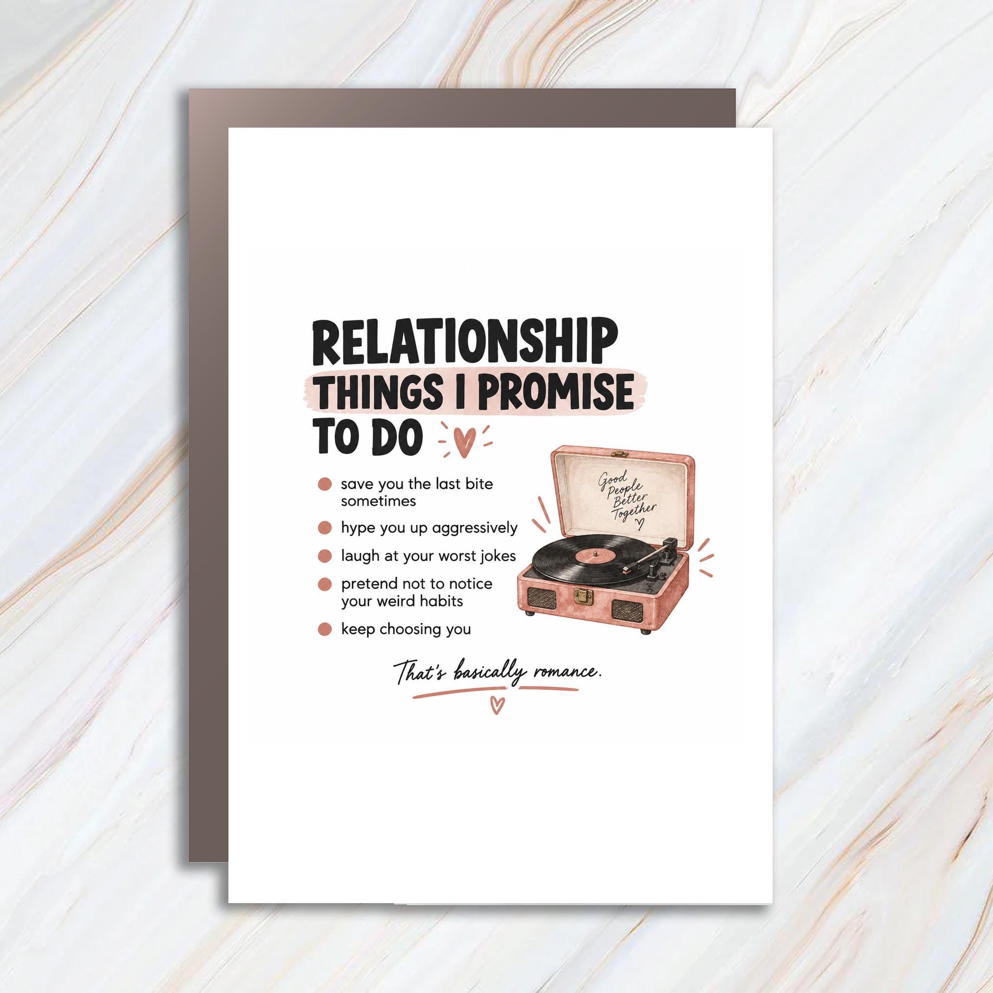 Relationship Things I Promise To Do Romantic Greeting Card Cute Love Card For Partner Anniversary Card Sweet Couple Card C1292