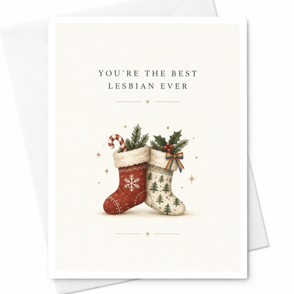You're The Best Lesbian Ever Christmas Card Cute Holiday Greeting Card Lgbtq Stocking Festive Card For Her C8766