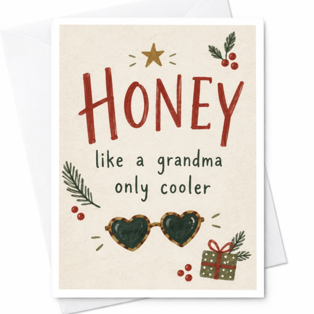 Honey Like A Grandma Only Cooler Funny Greeting Card Cool Grandma Birthday Card For Her Cute Holiday Card With Sunglasses C8776