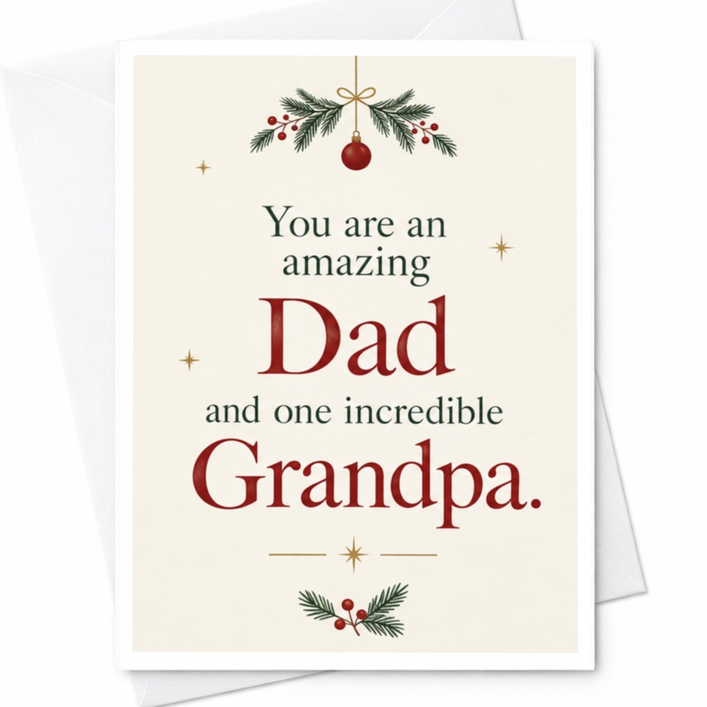 You Are An Amazing Dad And One Incredible Grandpa Christmas Card Festive Holiday Greeting For Father Grandpa C8802