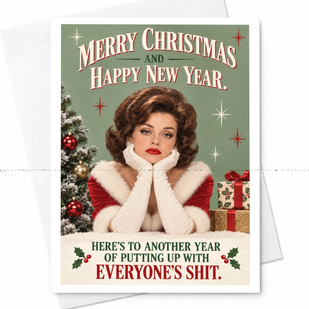 Merry Christmas And Happy New Year Funny Christmas Card Holiday Greeting Card For Friend Family Sarcastic Xmas Card C8783